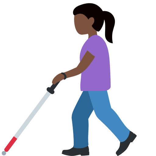 Woman with White Cane: Dark Skin Tone