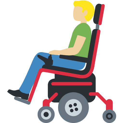 Man in Motorized Wheelchair: Medium-light Skin Tone