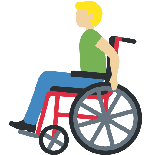 Man in Manual Wheelchair: Medium-light Skin Tone