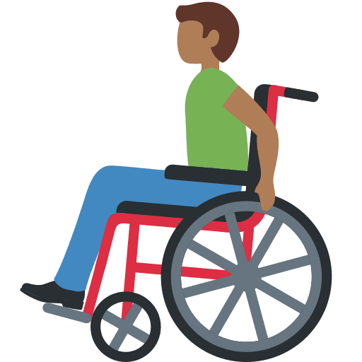 Man in Manual Wheelchair: Medium-dark Skin Tone