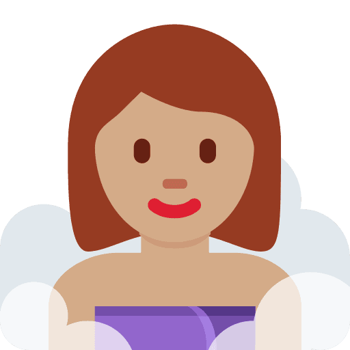 Woman in Steamy Room: Medium Skin Tone