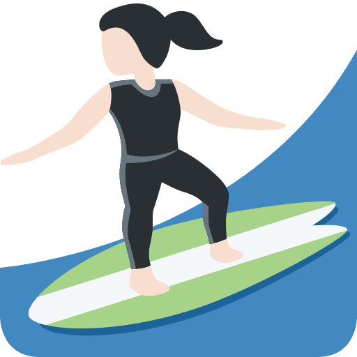 Woman Surfing: Light Skin Tone