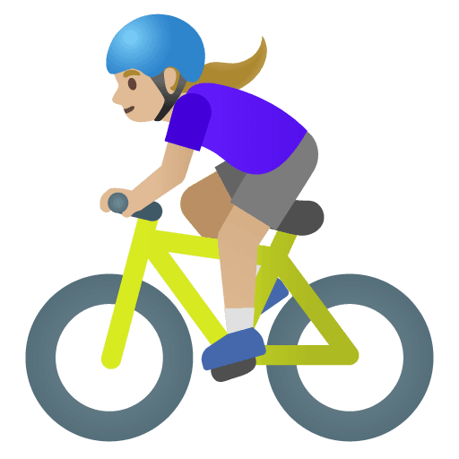 Woman Biking: Medium-light Skin Tone