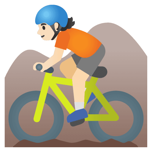 Person Mountain Biking: Light Skin Tone