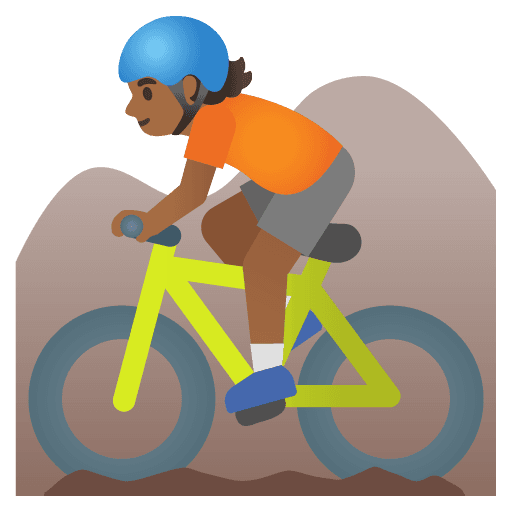 Person Mountain Biking: Medium-dark Skin Tone