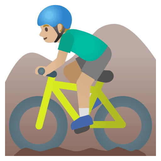 Man Mountain Biking: Medium-light Skin Tone