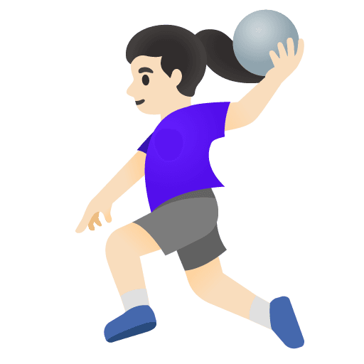 Woman Playing Handball: Light Skin Tone