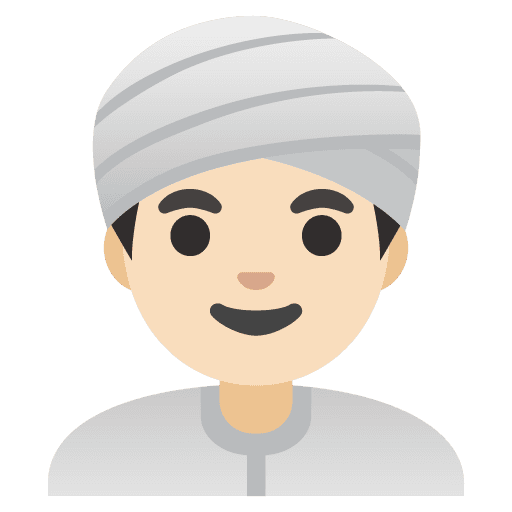 Man Wearing Turban: Light Skin Tone