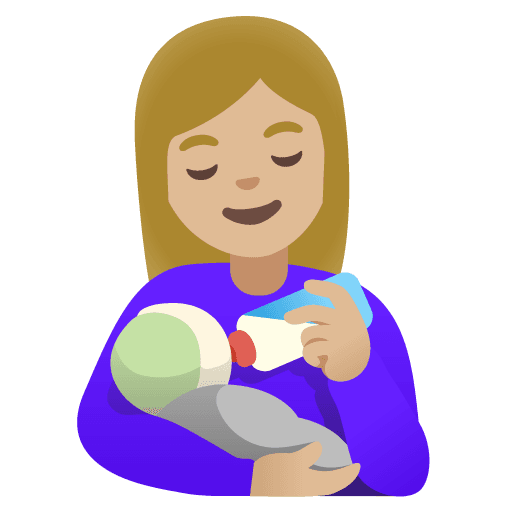 Woman Feeding Baby: Medium-light Skin Tone