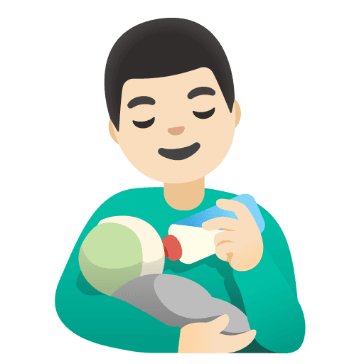 Man Feeding Baby: Light Skin Tone