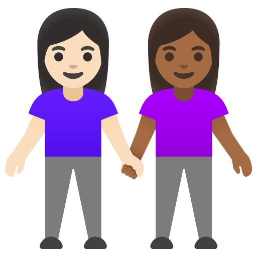 Women Holding Hands: Light Skin Tone, Medium-dark Skin Tone