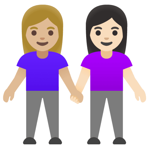 Women Holding Hands: Medium-light Skin Tone, Light Skin Tone