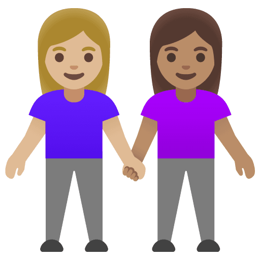 Women Holding Hands: Medium-light Skin Tone, Medium Skin Tone