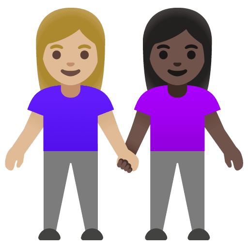 Women Holding Hands: Medium-light Skin Tone, Dark Skin Tone