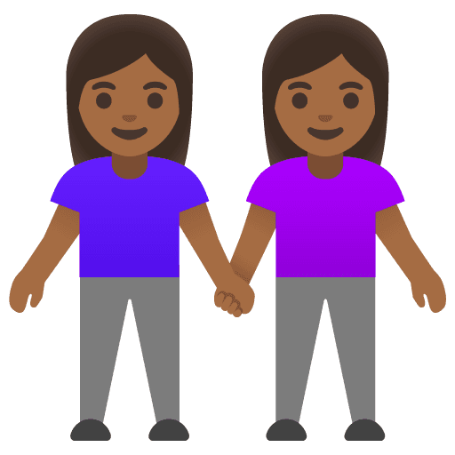 Women Holding Hands: Medium-dark Skin Tone