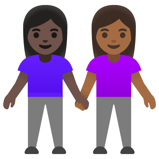 Women Holding Hands: Dark Skin Tone, Medium-dark Skin Tone