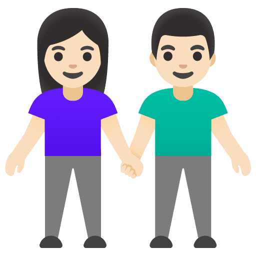 Woman and Man Holding Hands: Light Skin Tone