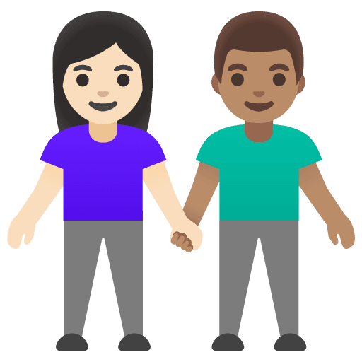 Woman and Man Holding Hands: Light Skin Tone, Medium Skin Tone