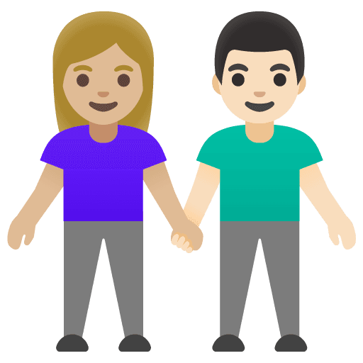 Woman and Man Holding Hands: Medium-light Skin Tone, Light Skin Tone