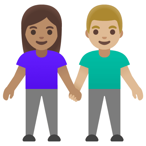 Woman and Man Holding Hands: Medium Skin Tone, Medium-light Skin Tone
