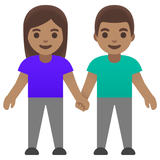 Woman and Man Holding Hands: Medium Skin Tone
