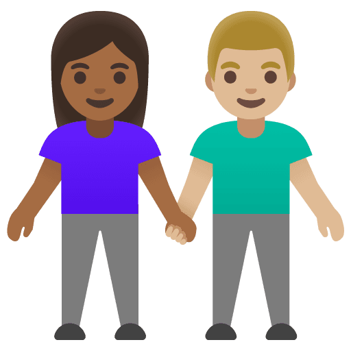Woman and Man Holding Hands: Medium-dark Skin Tone, Medium-light Skin Tone