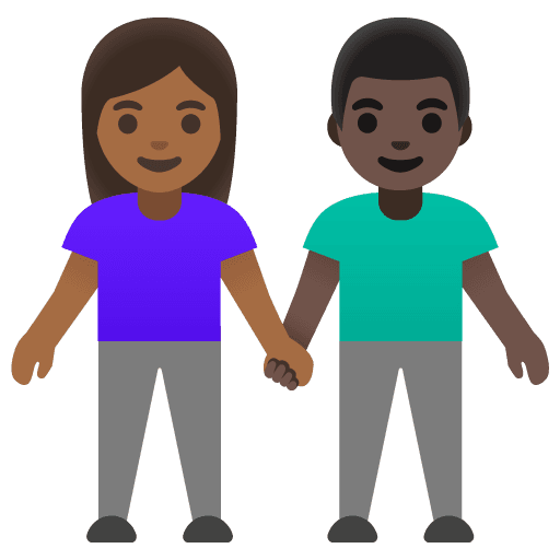 Woman and Man Holding Hands: Medium-dark Skin Tone, Dark Skin Tone