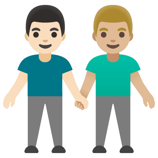 Men Holding Hands: Light Skin Tone, Medium-light Skin Tone