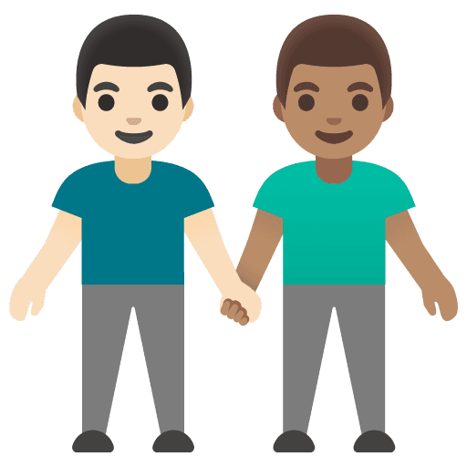 Men Holding Hands: Light Skin Tone, Medium Skin Tone