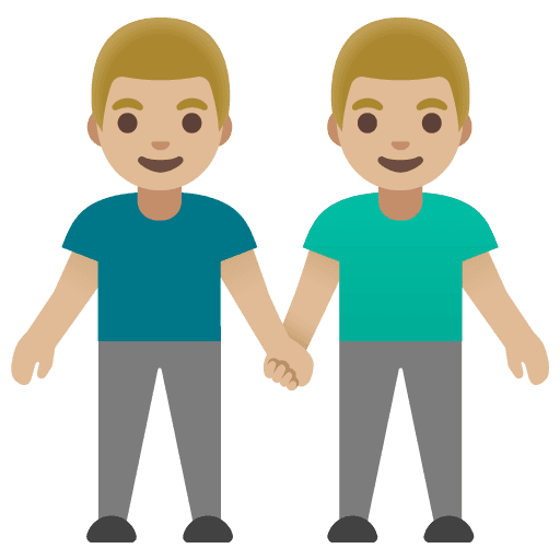 Men Holding Hands: Medium-light Skin Tone