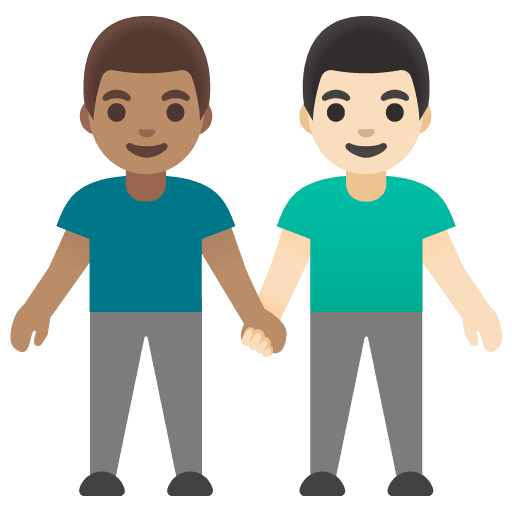 Men Holding Hands: Medium Skin Tone, Light Skin Tone