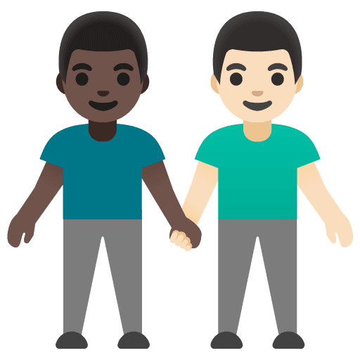 Men Holding Hands: Dark Skin Tone, Light Skin Tone