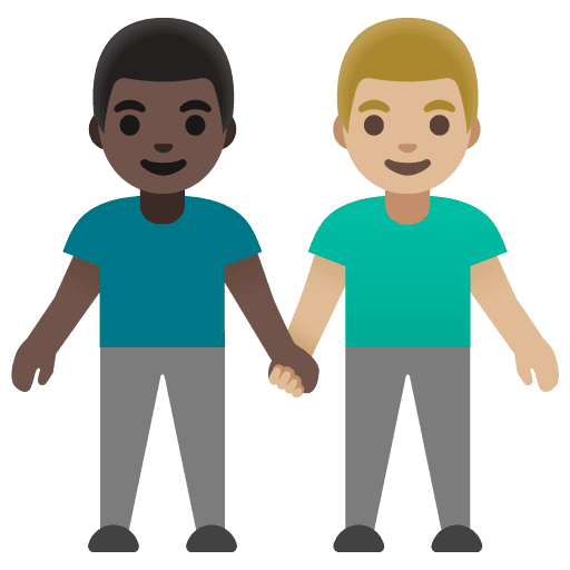 Men Holding Hands: Dark Skin Tone, Medium-light Skin Tone