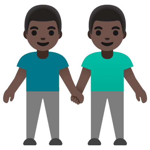 Men Holding Hands: Dark Skin Tone
