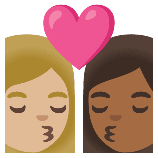 Kiss: Woman, Woman, Medium-light Skin Tone, Medium-dark Skin Tone