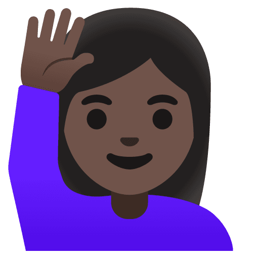 Woman Raising Hand: Dark Skin Tone
