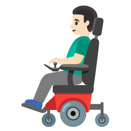 Man in Motorized Wheelchair: Light Skin Tone
