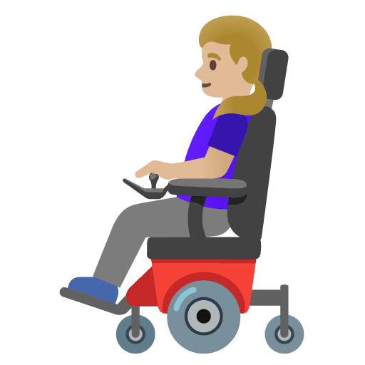Woman in Motorized Wheelchair: Medium-light Skin Tone