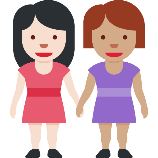 Women Holding Hands: Light Skin Tone, Medium Skin Tone