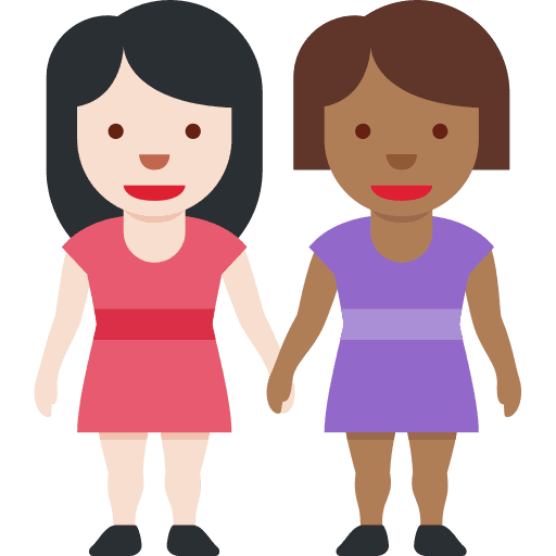 Women Holding Hands: Light Skin Tone, Medium-dark Skin Tone