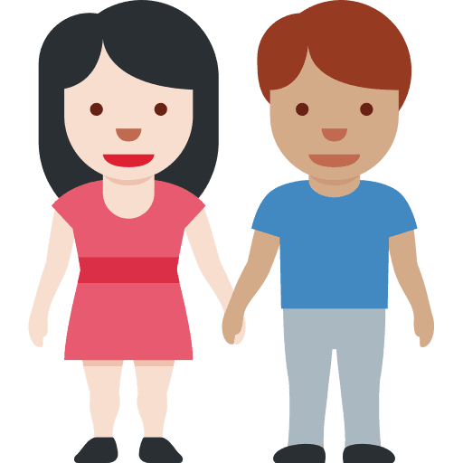Woman and Man Holding Hands: Light Skin Tone, Medium Skin Tone