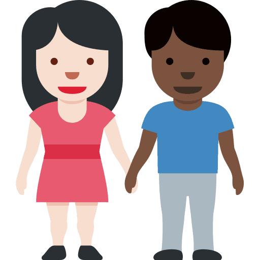 Woman and Man Holding Hands: Light Skin Tone, Dark Skin Tone