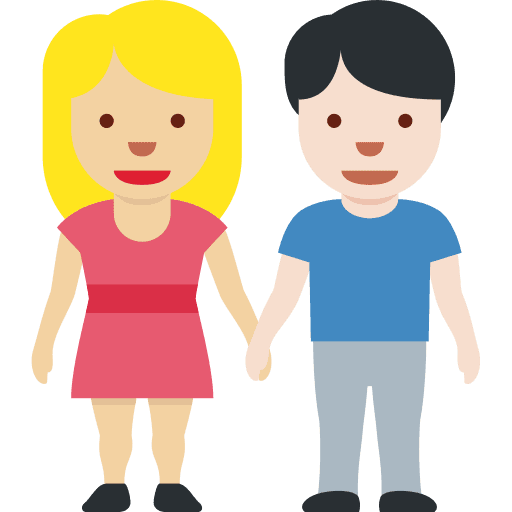 Woman and Man Holding Hands: Medium-light Skin Tone, Light Skin Tone