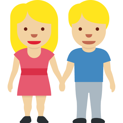 Woman and Man Holding Hands: Medium-light Skin Tone