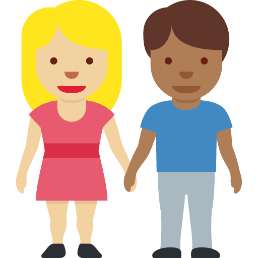 Woman and Man Holding Hands: Medium-light Skin Tone, Medium-dark Skin Tone