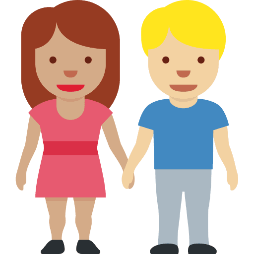 Woman and Man Holding Hands: Medium Skin Tone, Medium-light Skin Tone