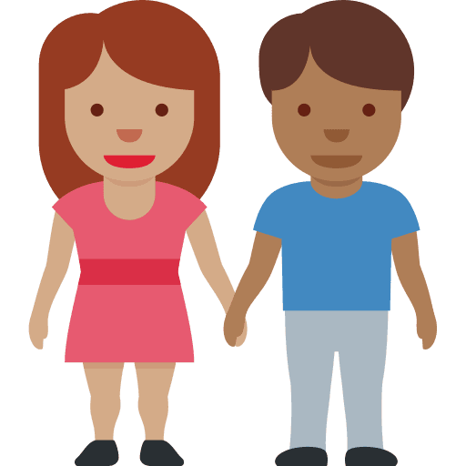 Woman and Man Holding Hands: Medium Skin Tone, Medium-dark Skin Tone