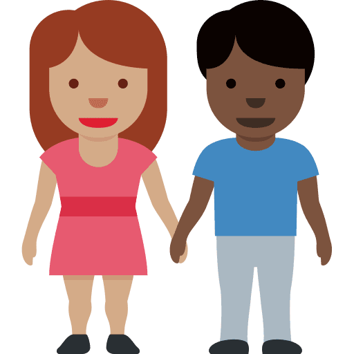 Woman and Man Holding Hands: Medium Skin Tone, Dark Skin Tone