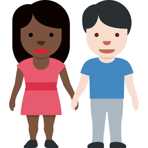 Woman and Man Holding Hands: Dark Skin Tone, Light Skin Tone
