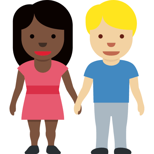 Woman and Man Holding Hands: Dark Skin Tone, Medium-light Skin Tone